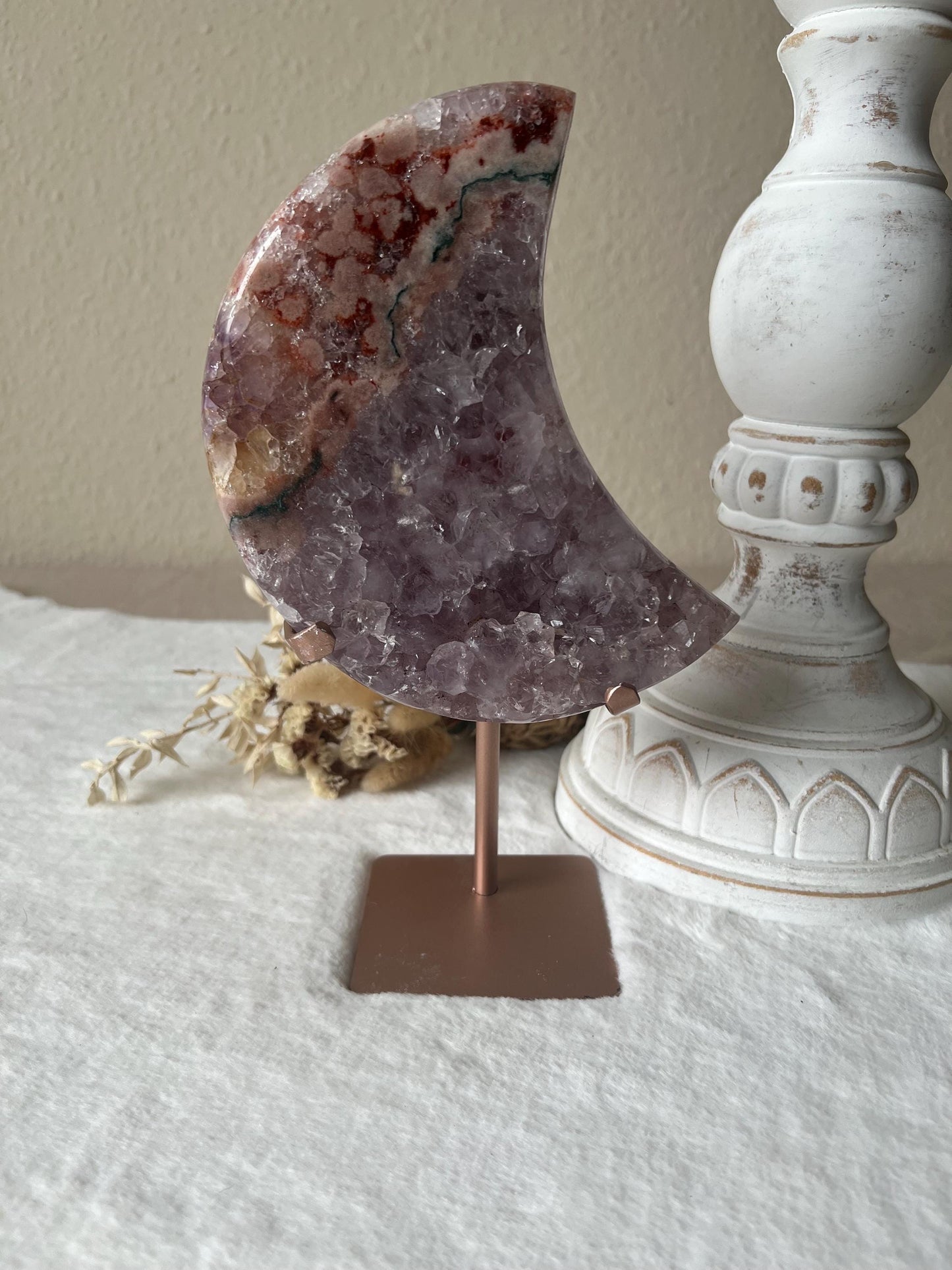 Amethyst - Pink Amethyst Mond auf Halter Roségold