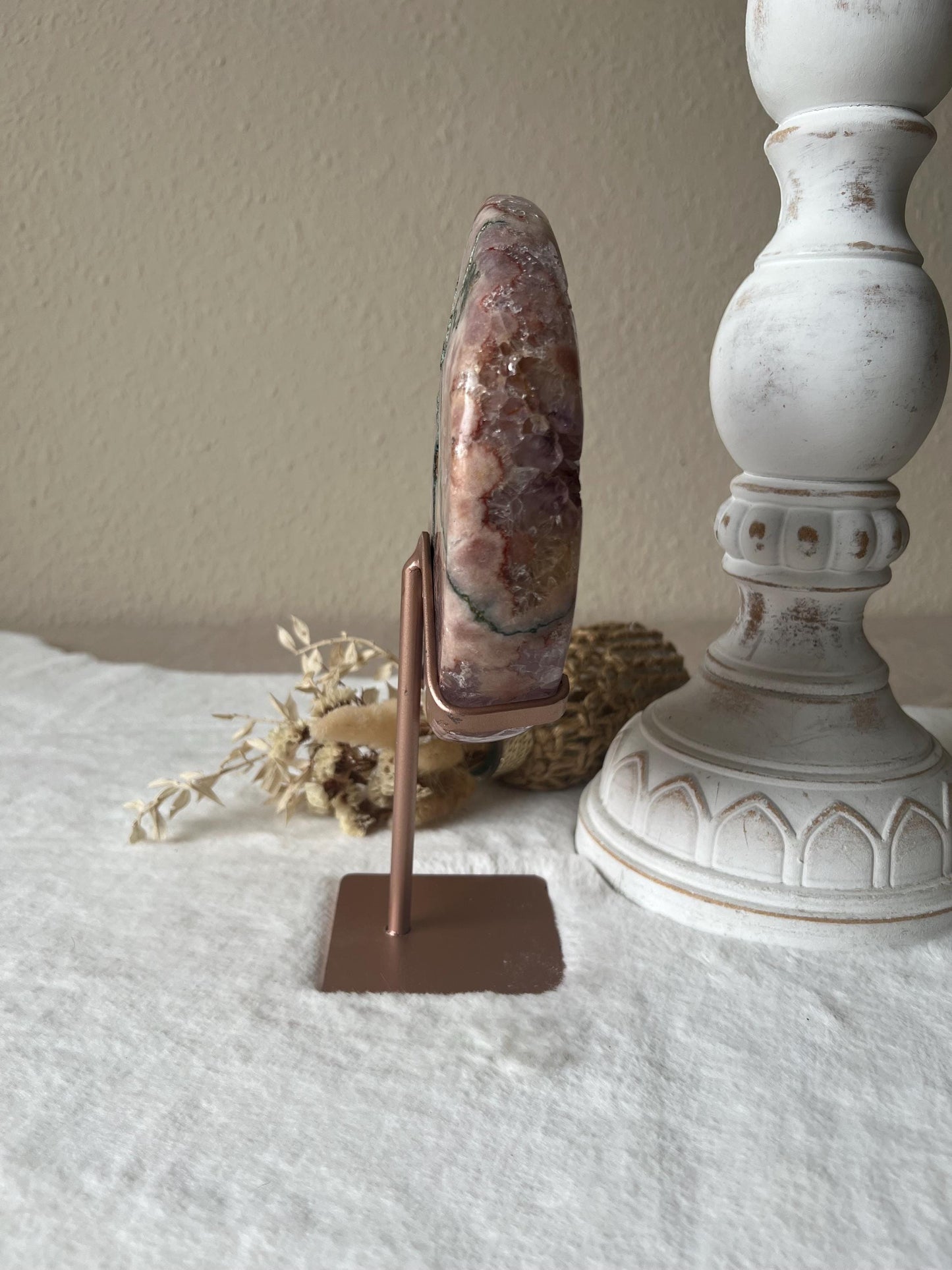 Amethyst - Pink Amethyst Mond auf Halter Roségold