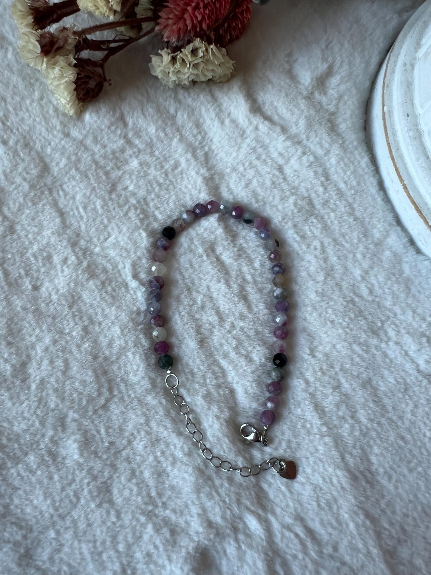 Unicorn Stone Armband größenverstellbar silberfarben
