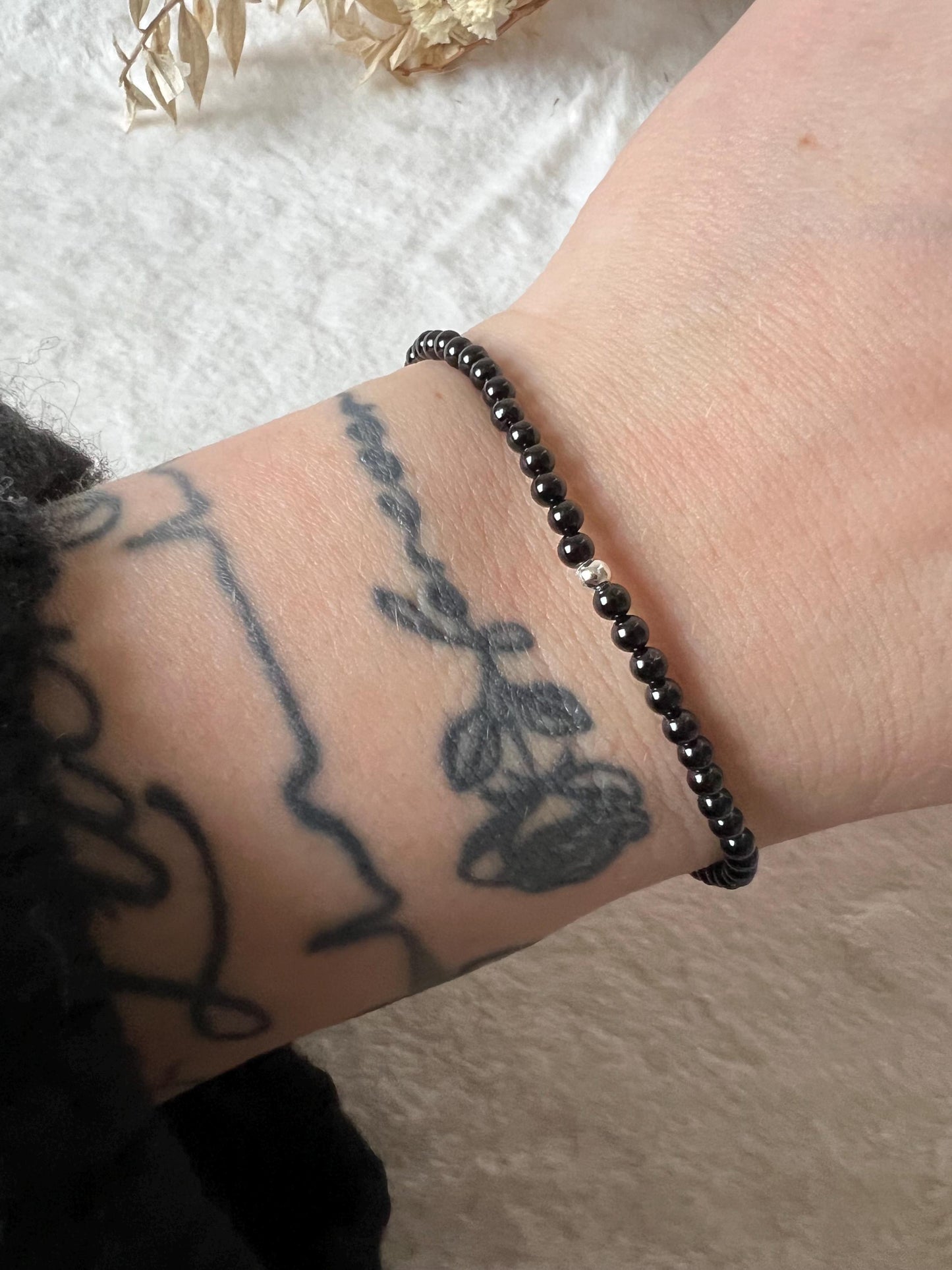 Turmalin Armband silberfarben grössenverstellbar