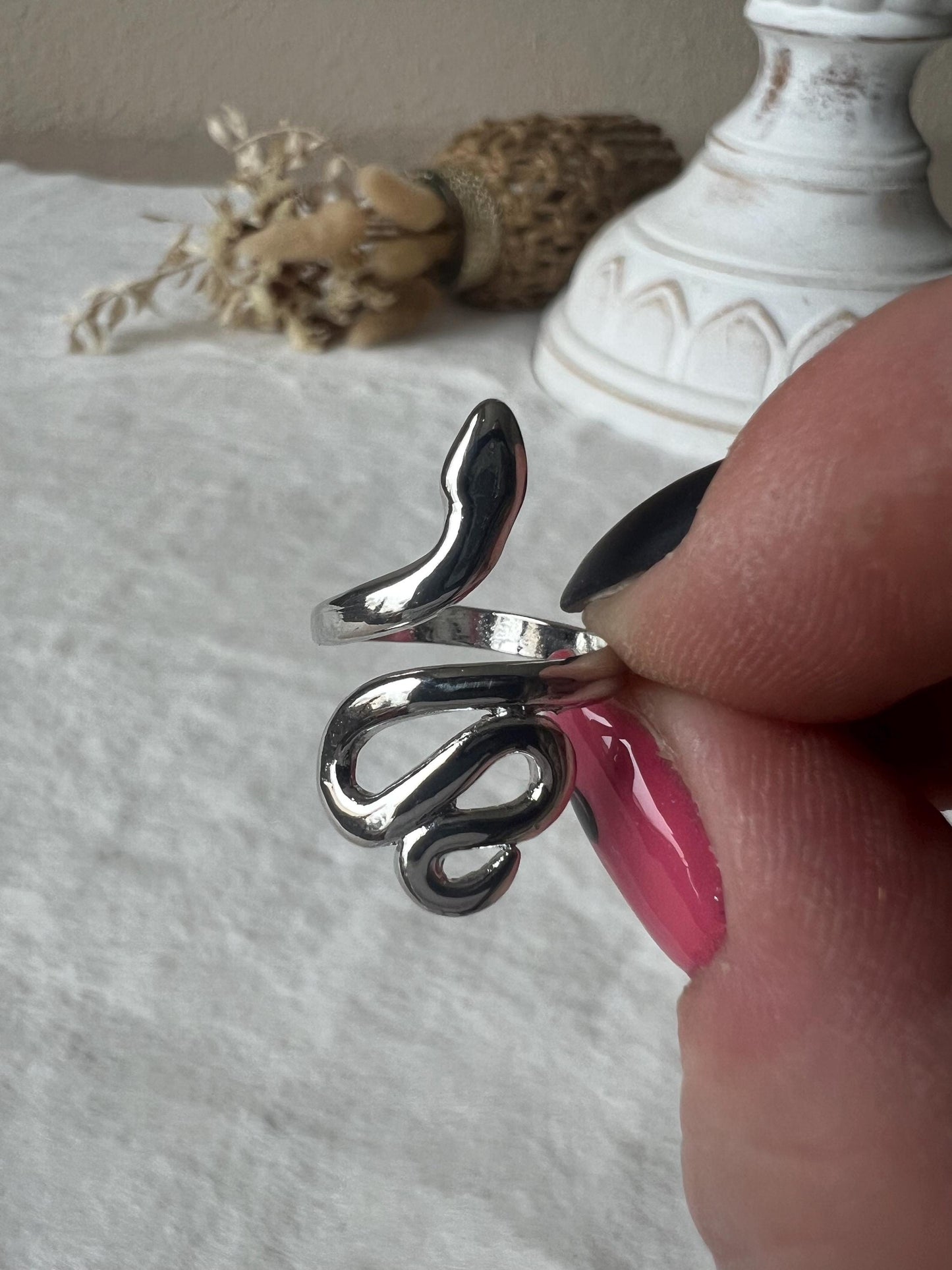 Schlangenring Silber Edelstahl für schlanke Finger