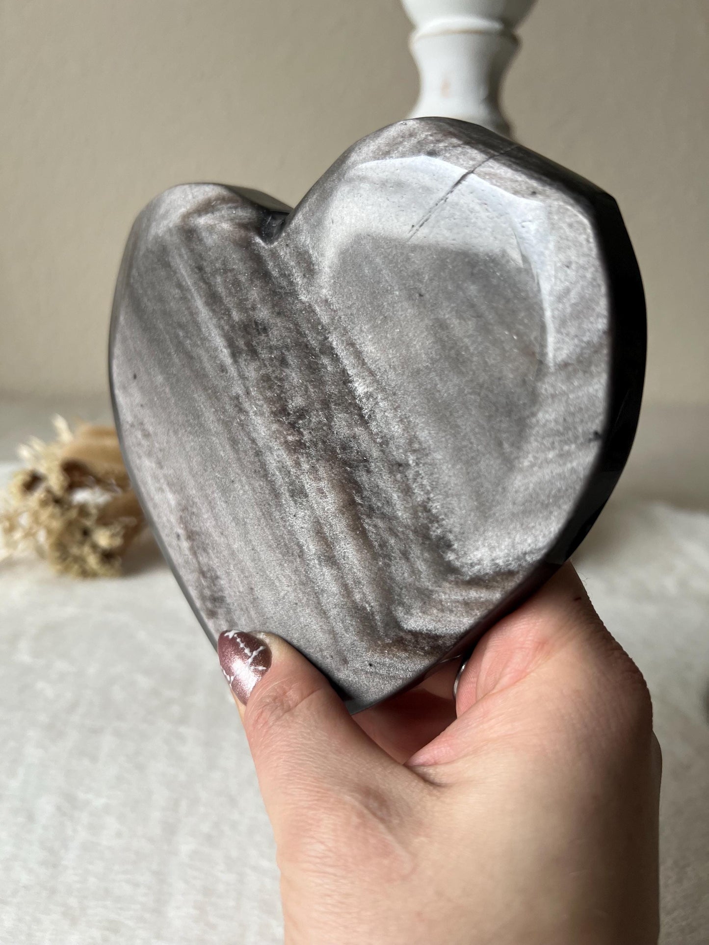 Silberschein Obsidian Herz XL