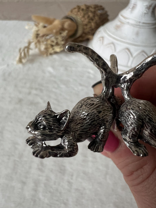 Katzen Kugelhalter silber und gold