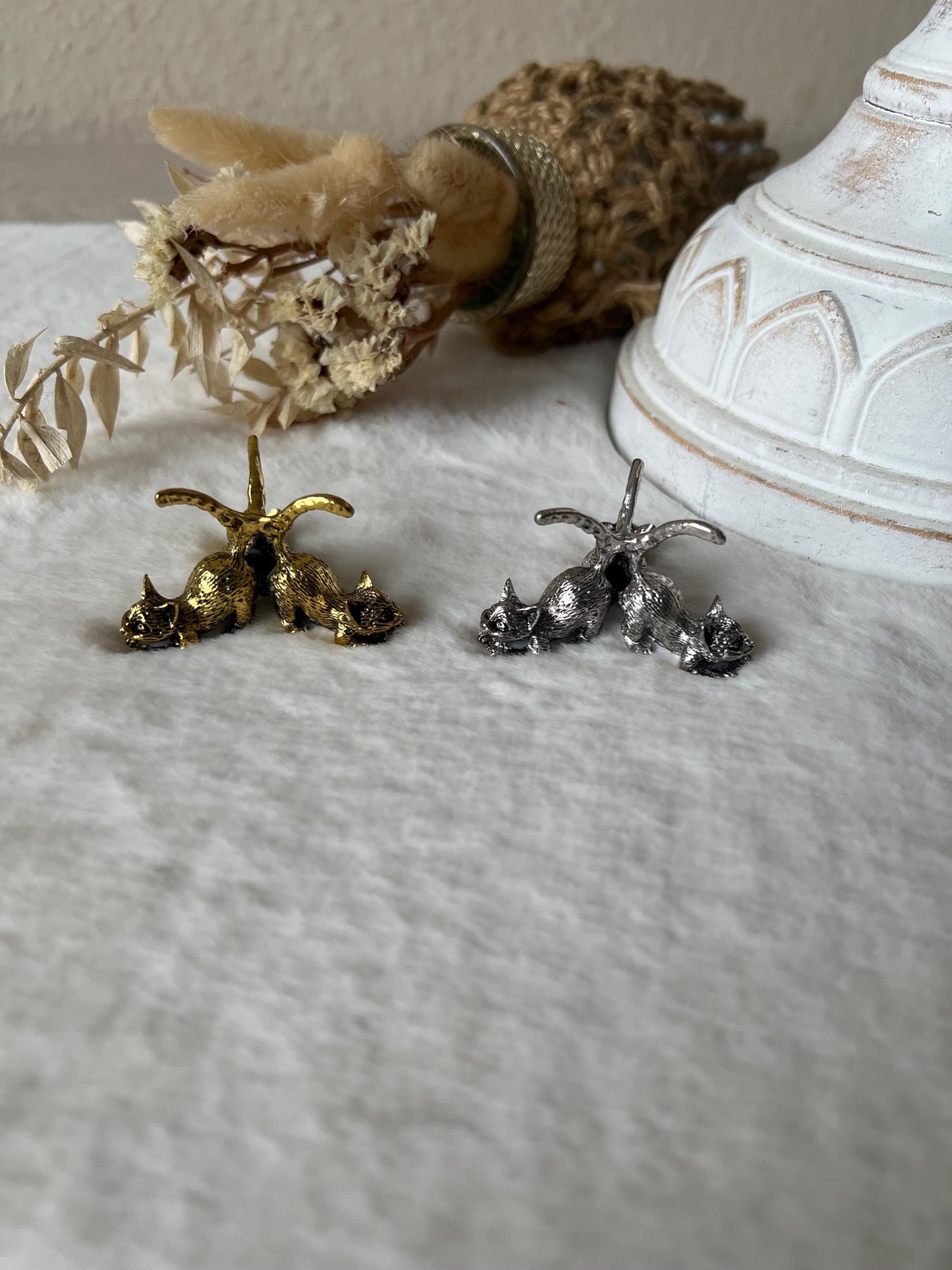 Katzen Kugelhalter silber und gold
