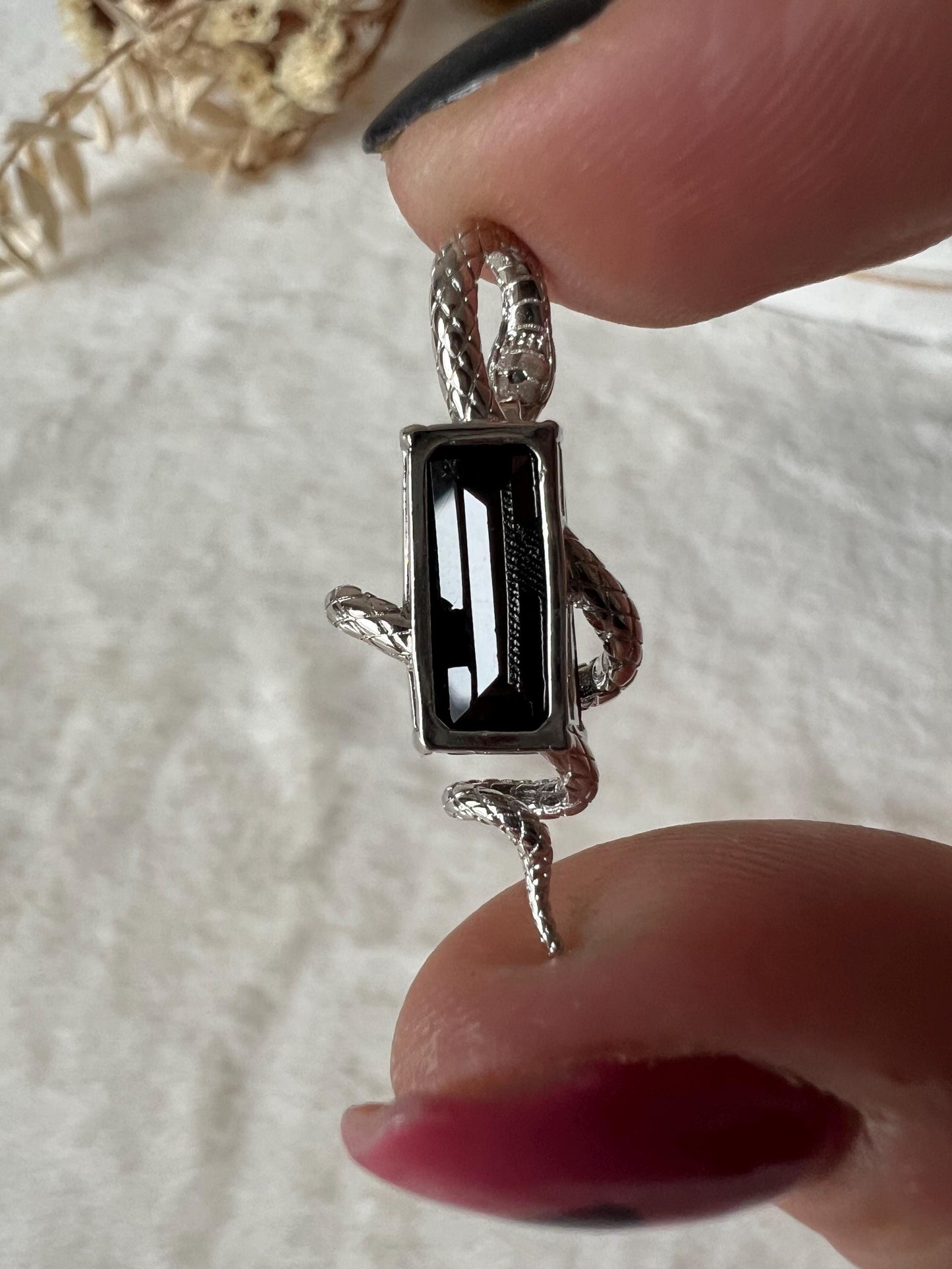 Spinell Schlangen Kettenanhänger 925 Silber