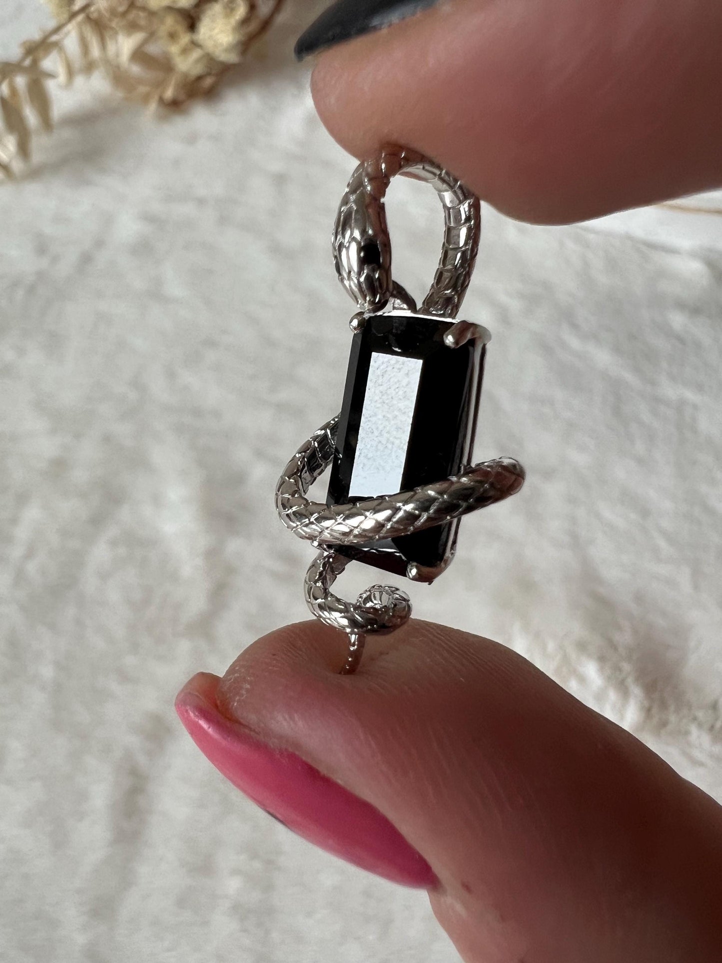 Spinell Schlangen Kettenanhänger 925 Silber
