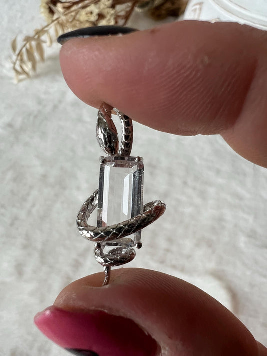 Bergkristall Schlangen Kettenanhänger 925 Silber