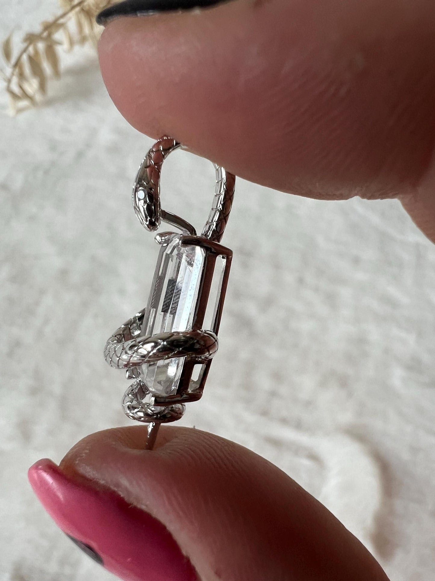 Bergkristall Schlangen Kettenanhänger 925 Silber