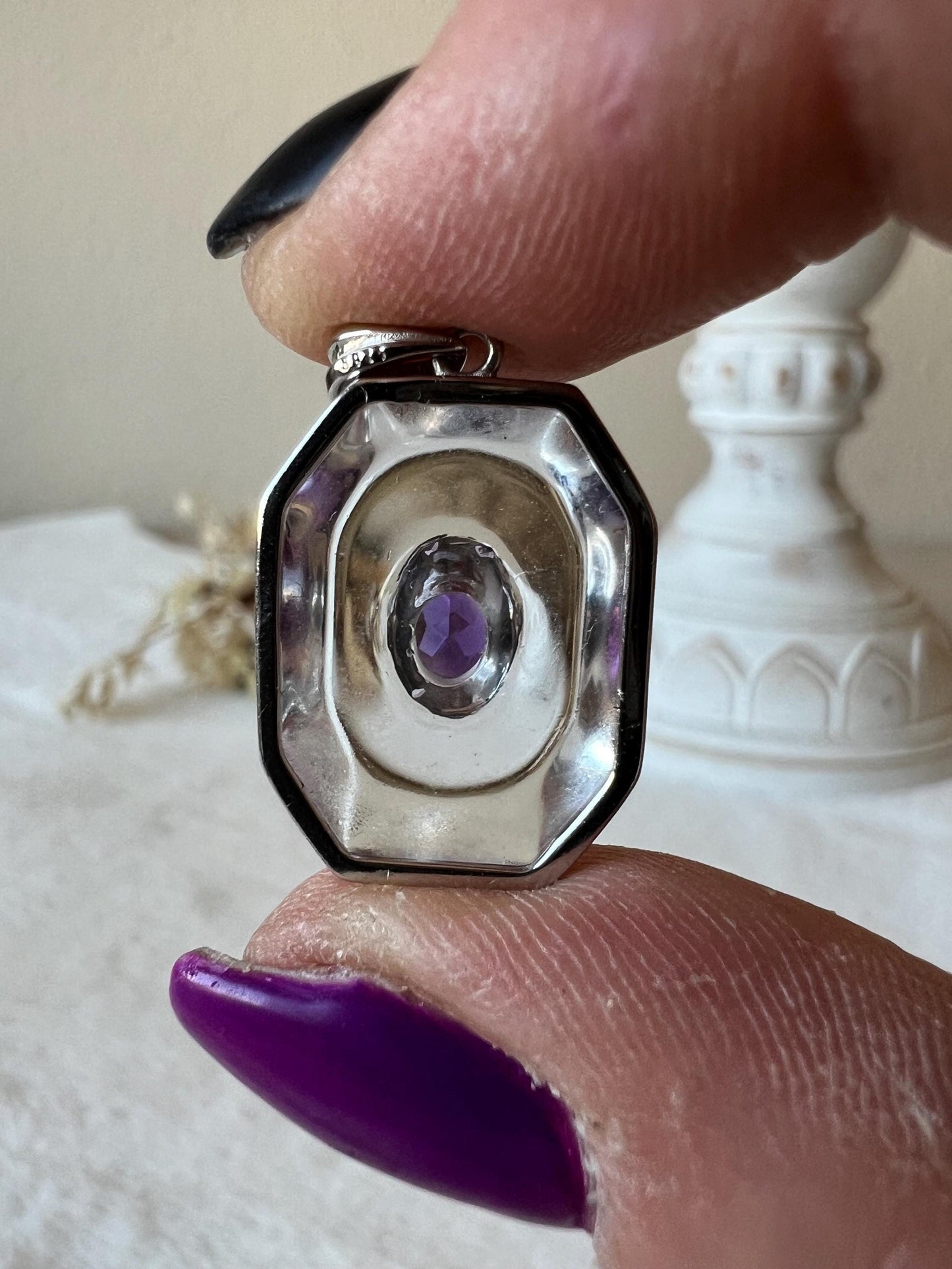 Bergkristall und Amethyst Kettenanhänger 925 Silber
