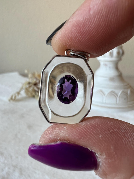 Bergkristall und Amethyst Kettenanhänger 925 Silber