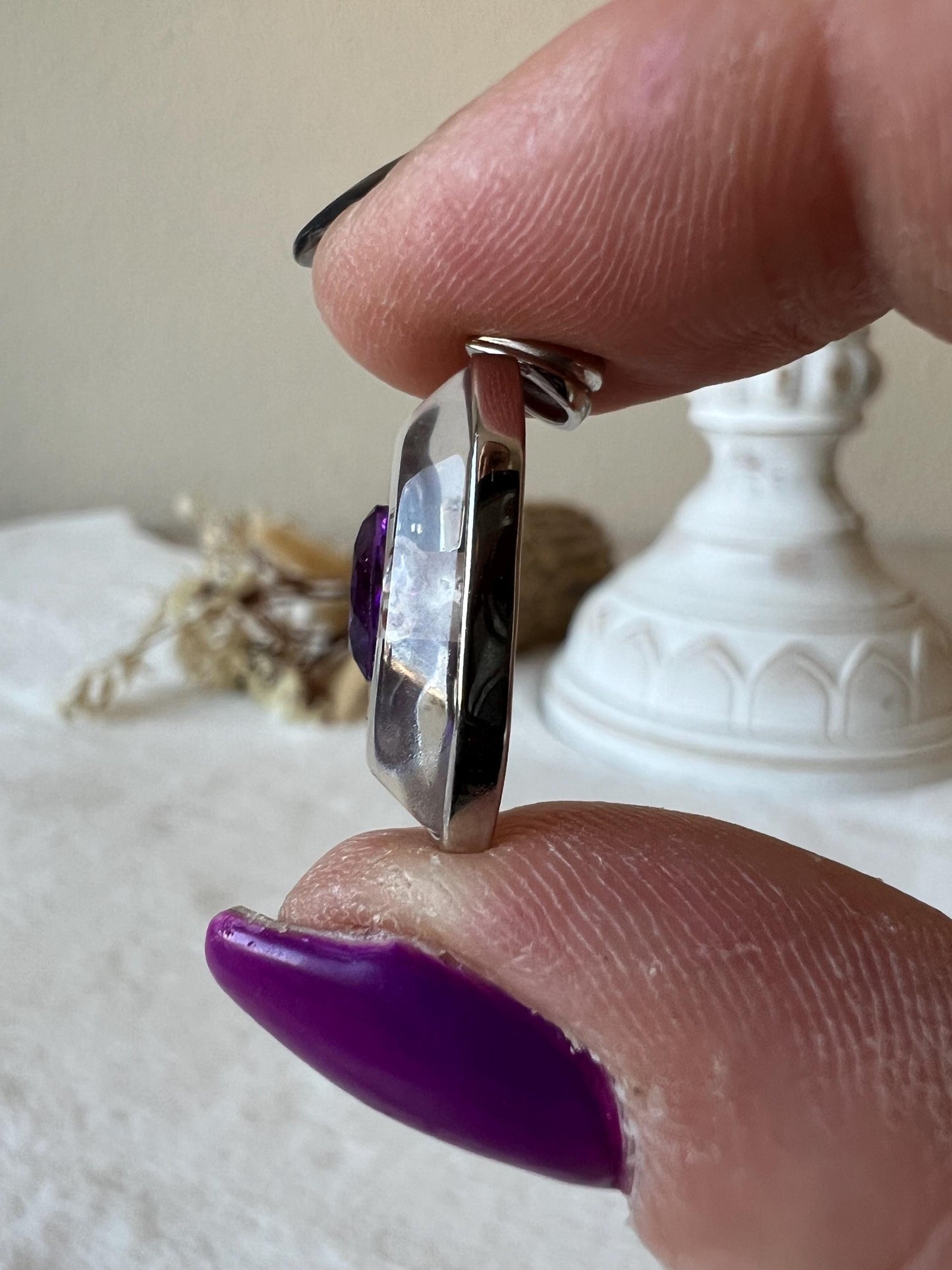 Bergkristall und Amethyst Kettenanhänger 925 Silber