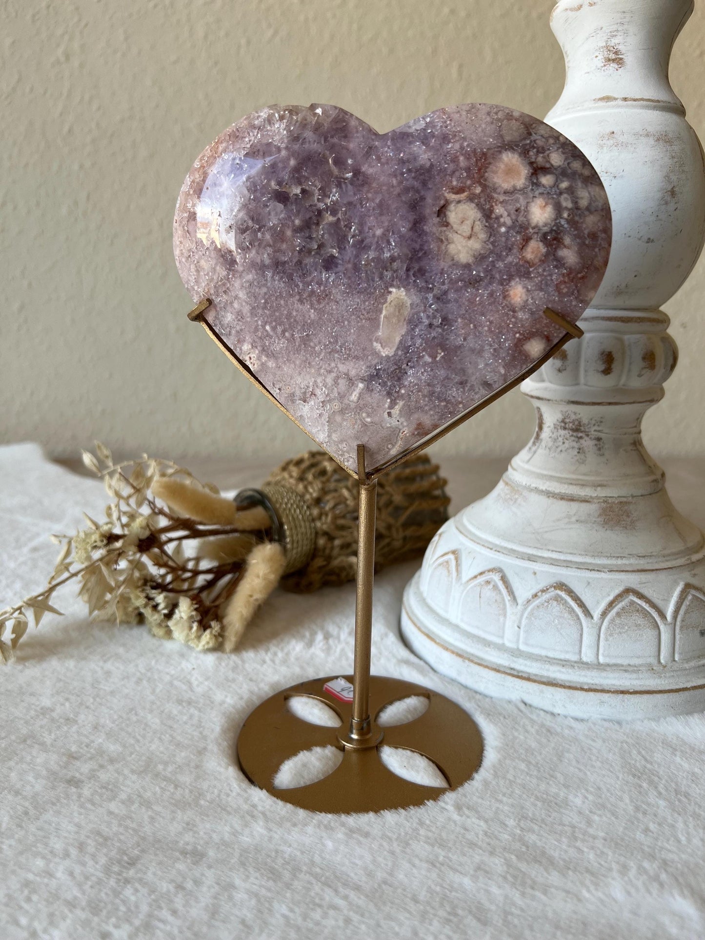Pink Amethyst Herz auf Halter