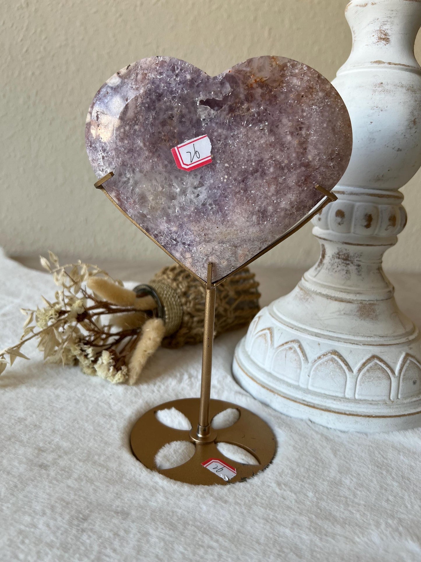 Pink Amethyst Herz auf Halter
