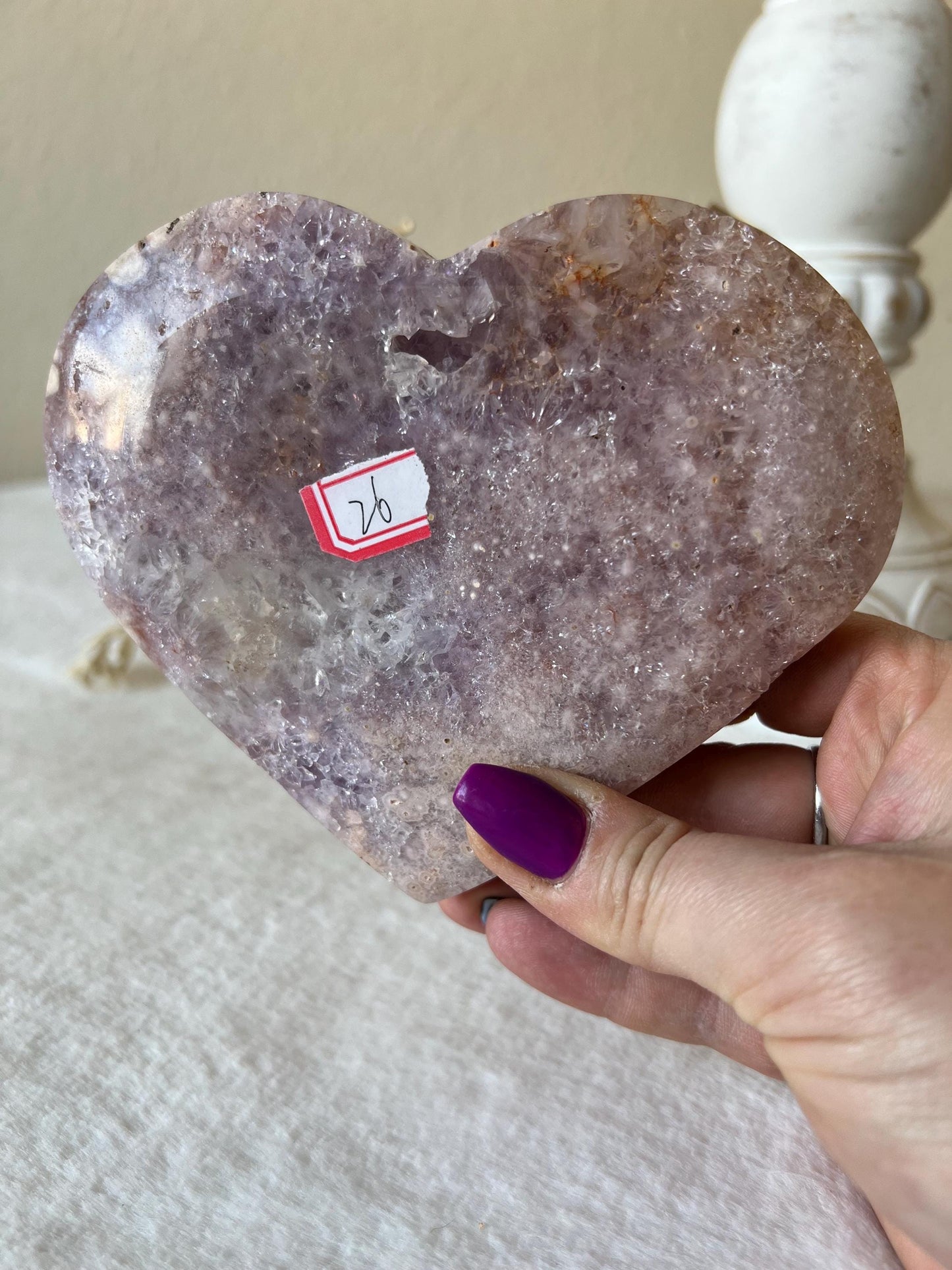 Pink Amethyst Herz auf Halter