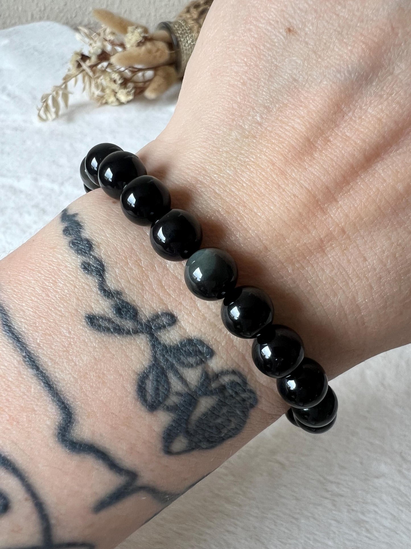 Silberschein, Goldschein und Regenbogen Obsidian Armband