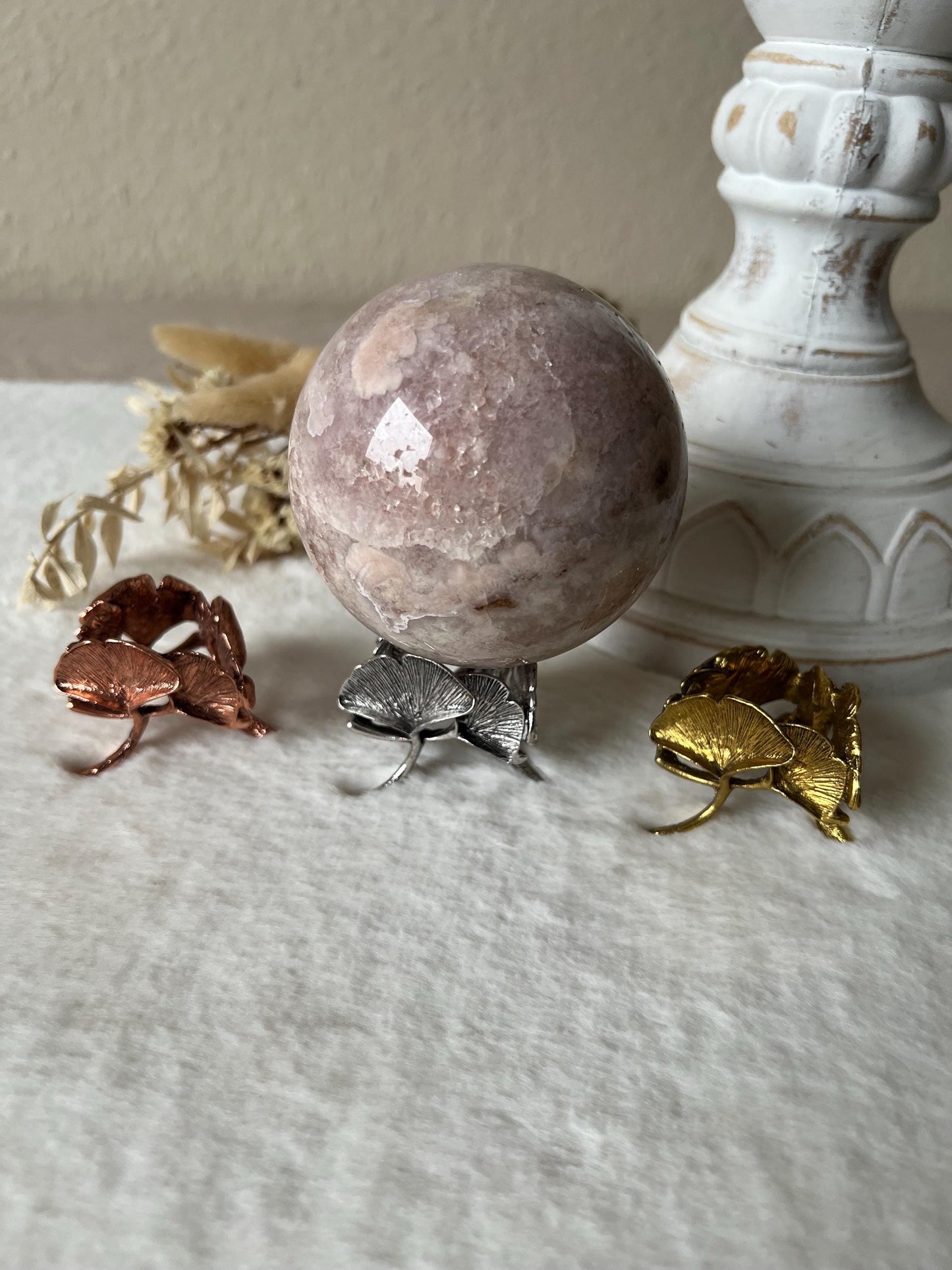 Ginkoblatt Kugelhalter silber,gold und rosegold