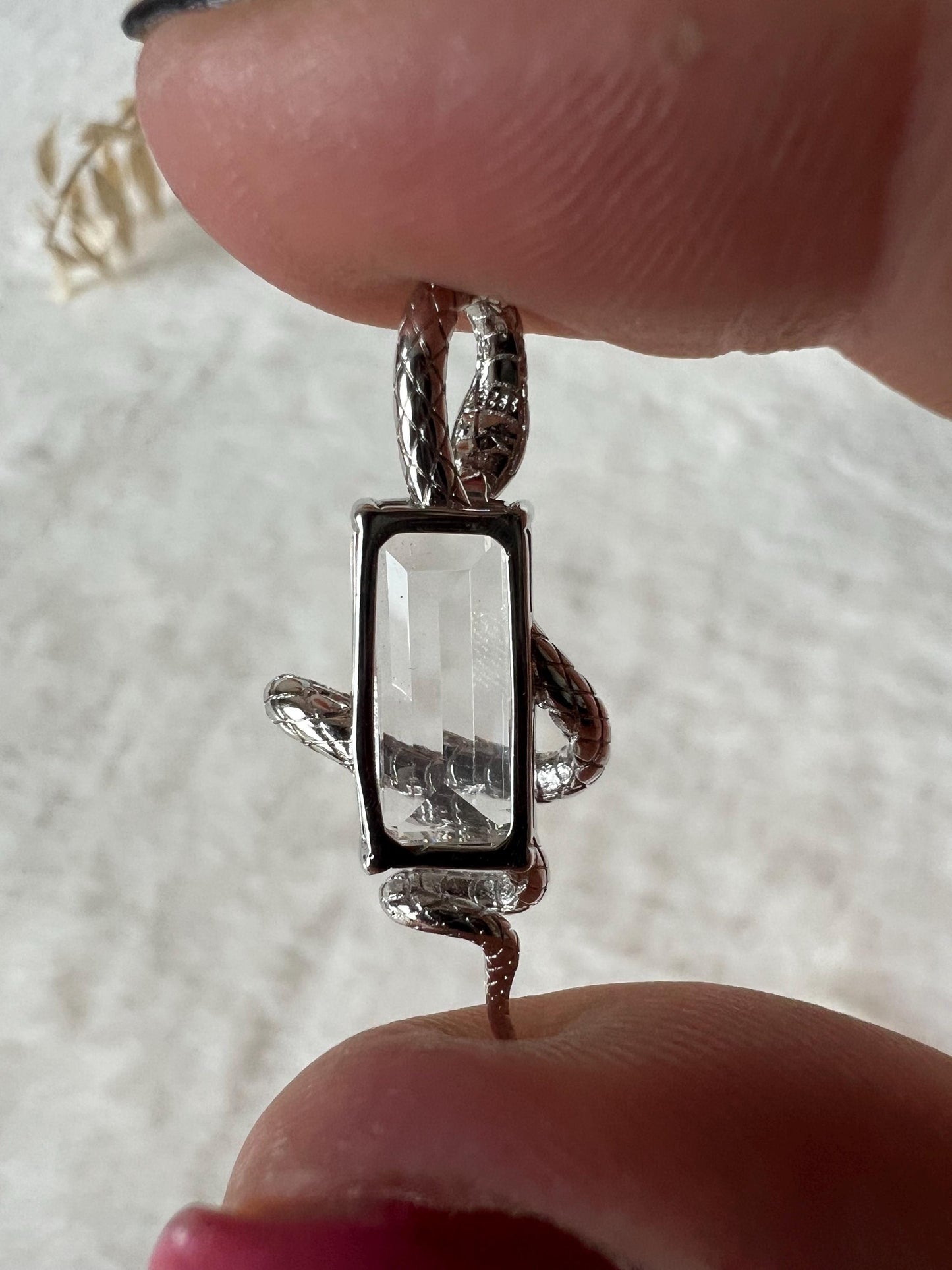 Bergkristall Schlangen Kettenanhänger 925 Silber