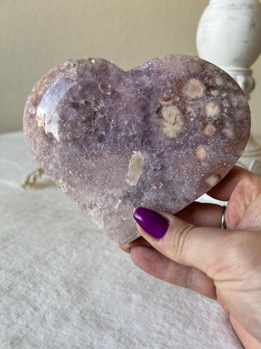 Pink Amethyst Herz auf Halter