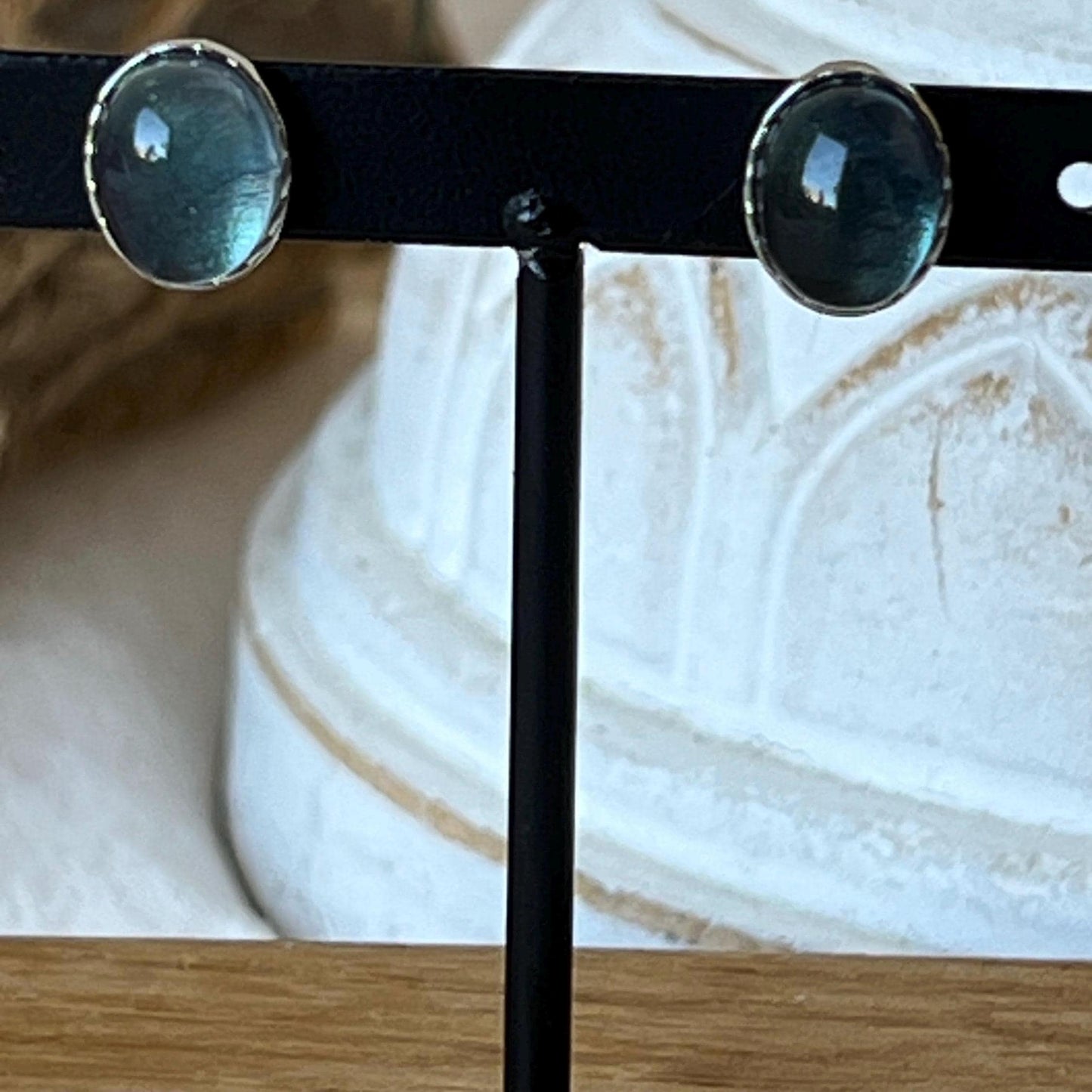 Fluorit Ohrstecker oval verschiedene Farben 925 Silber