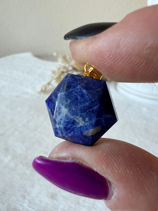 Lapis Lazuli Feenstein Kettenanhänger 925 Silber/18k vergoldet