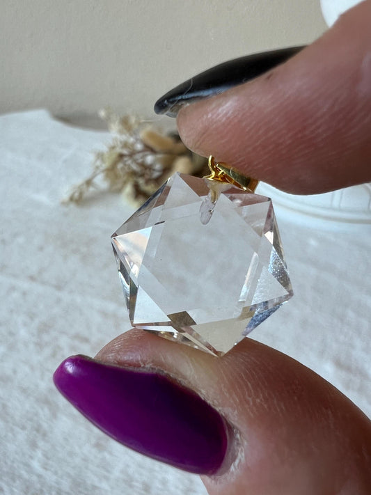 Bergkristall Feenstein Kettenanhänger 925 Silber/18k vergoldet
