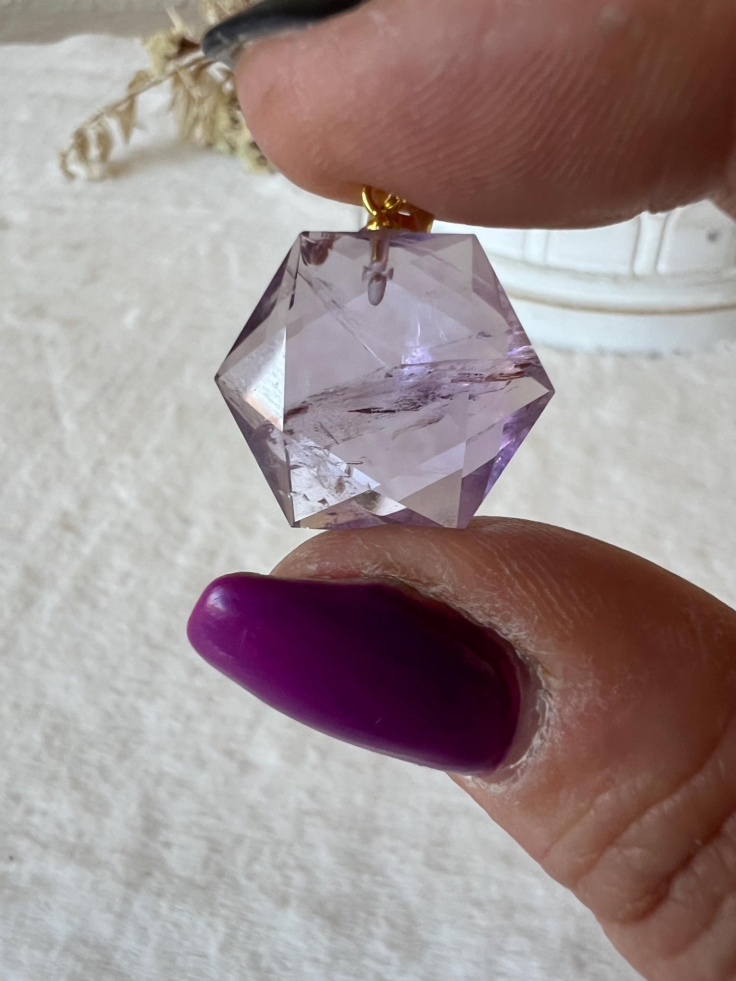 Amethyst Feenstein Kettenanhänger 925 Silber/18k vergoldet