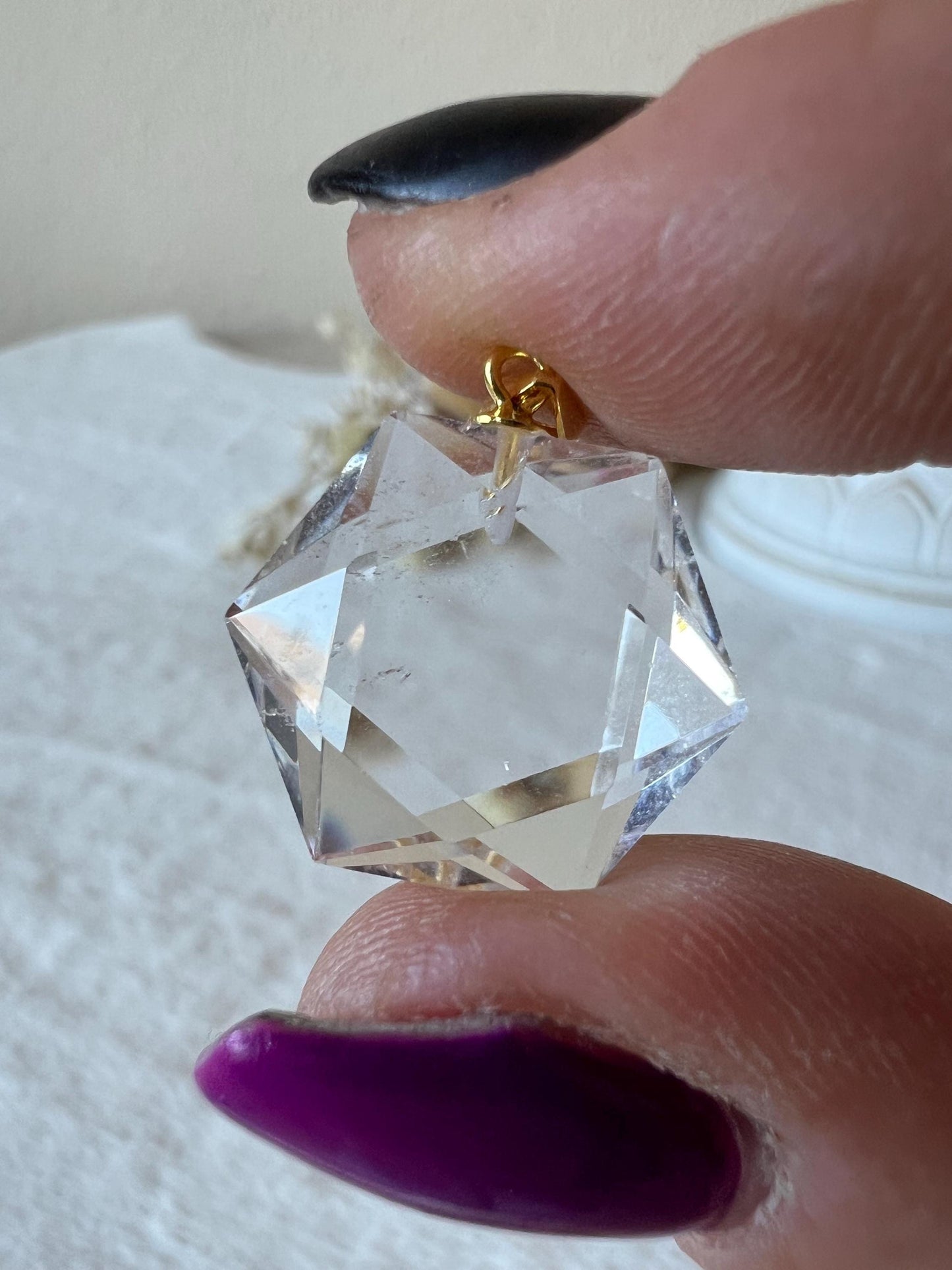 Bergkristall Feenstein Kettenanhänger 925 Silber/18k vergoldet