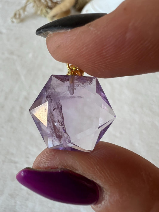 Amethyst Feenstein Kettenanhänger 925 Silber/18k vergoldet
