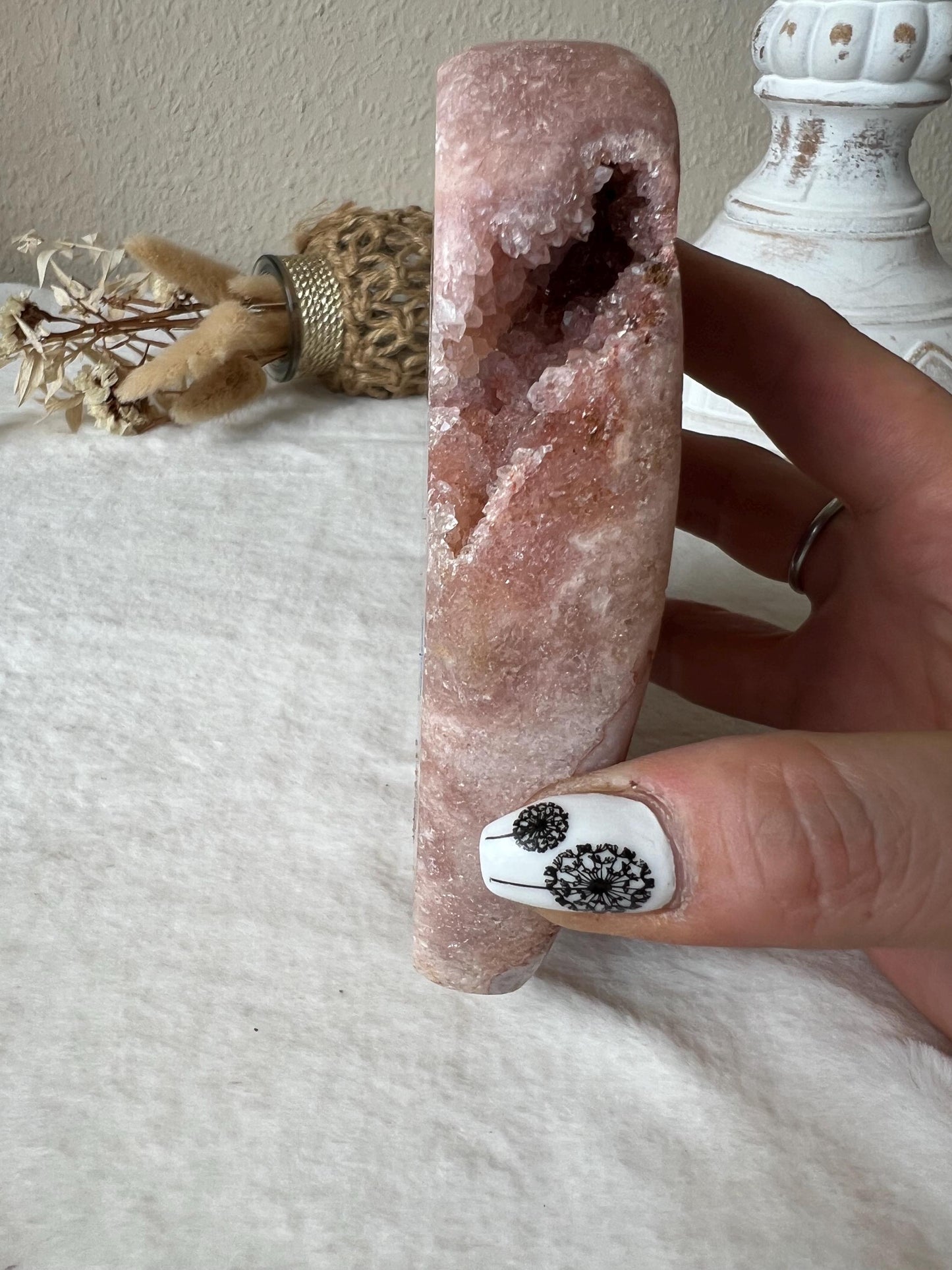 Pink Amethyst Herzen auf Halter