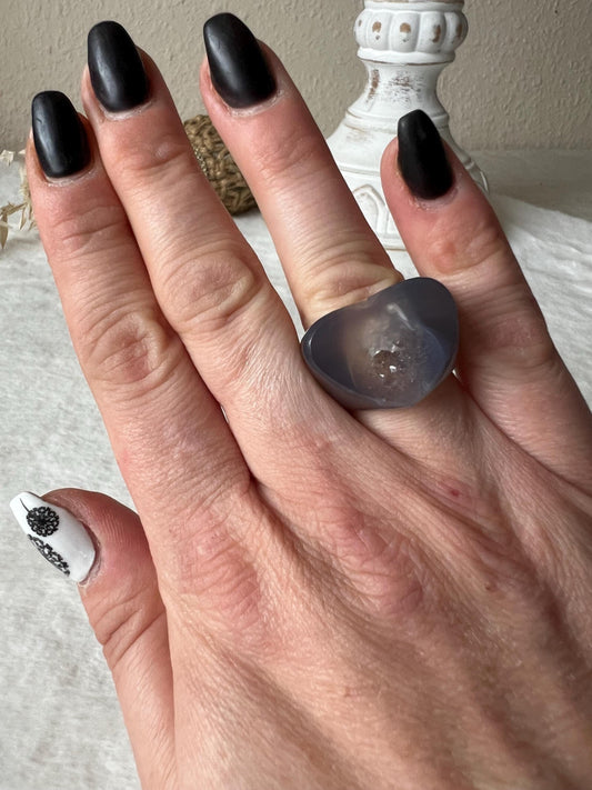 Achat Herz und Pink Amethyst Ring