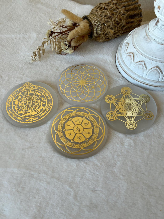 Selenit Platten verschiedene Designs