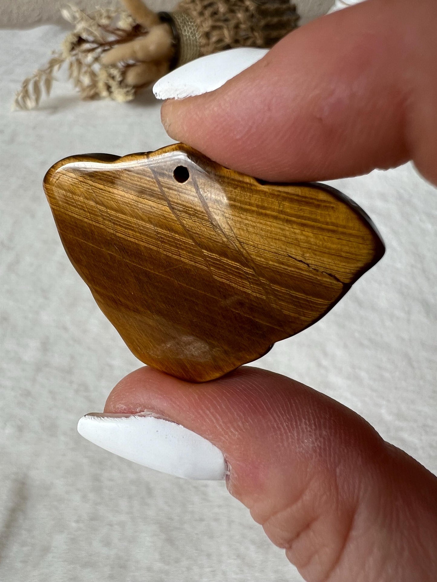 Tigerauge Schmetterling Kettenanhänger (gebohrt)