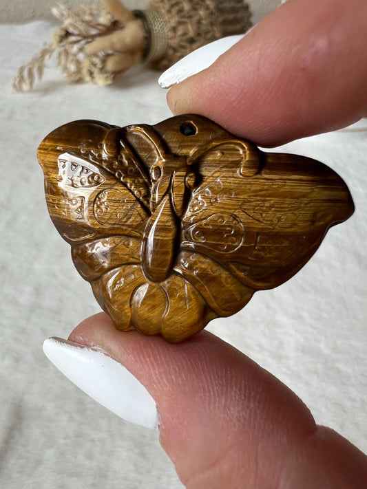 Tigerauge Schmetterling Kettenanhänger (gebohrt)