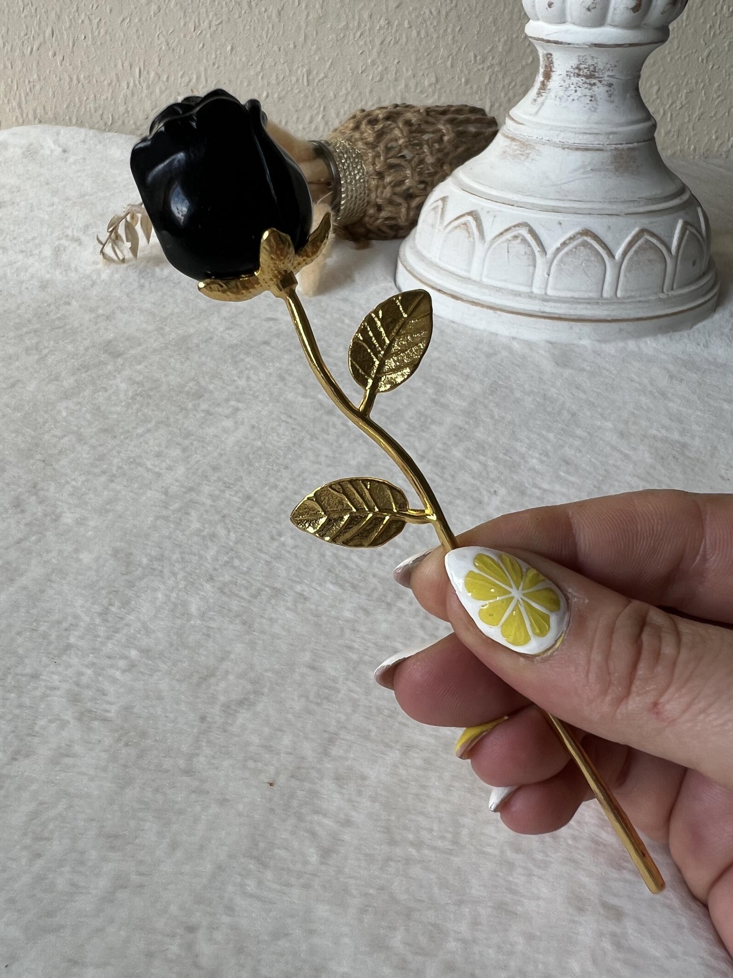 Goldene Edelstein-Rosen – Pyrit & Obsidian