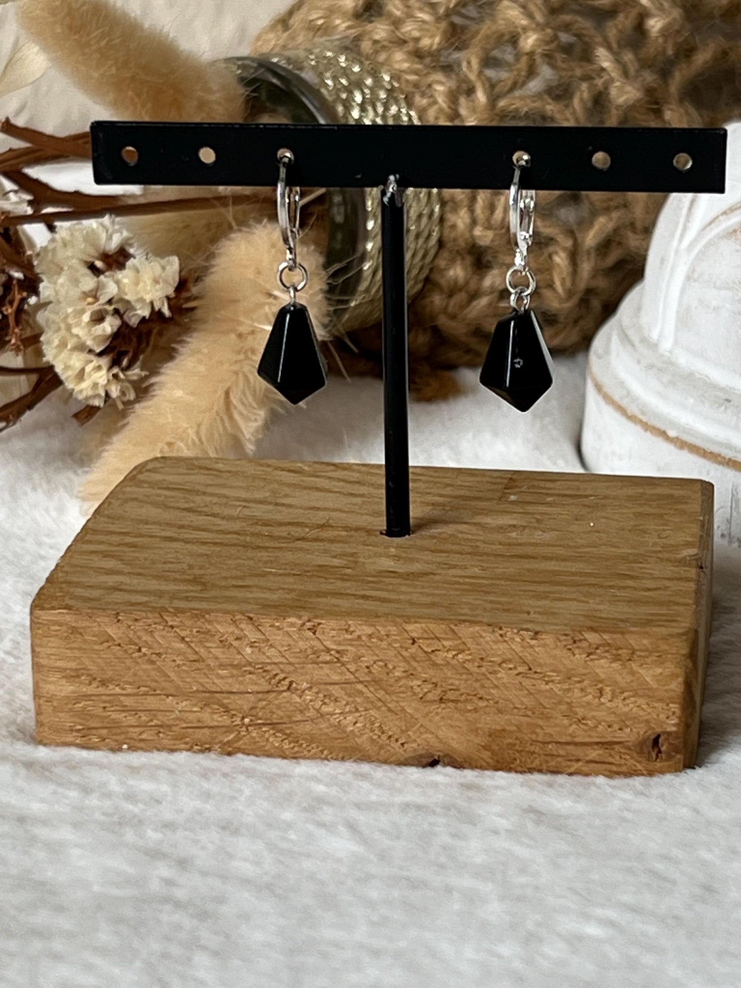 Aventurin & Obsidian Ohrringe – Silber galvanisiert