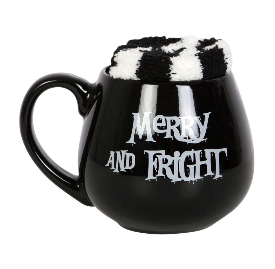 Merry and Fright Tasse | Gothic Weihnachtstasse | Halloween Christmas Mug | Goth Mug | Spooky Christmas | Horror Tasse | Weihnachtsgeschenk