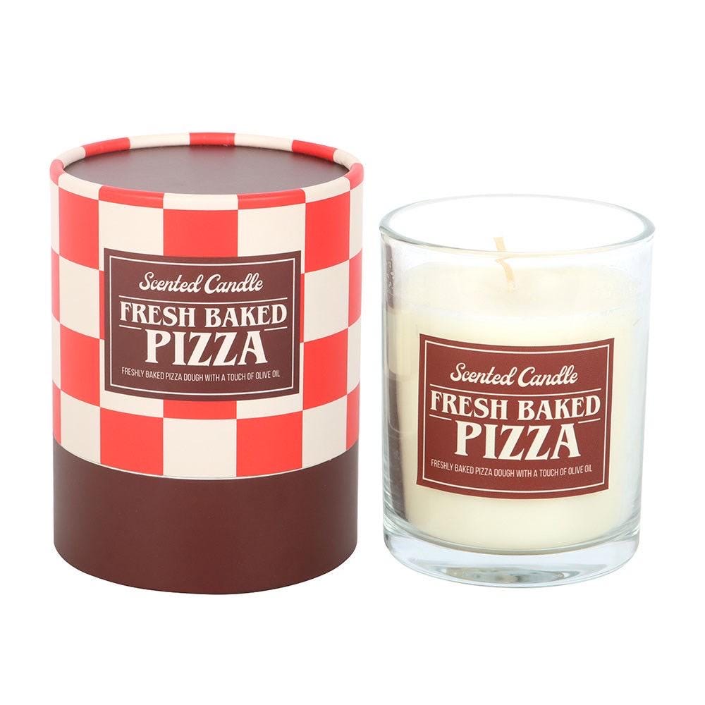 Karamell Kerze | Pizza Kerze | Verrückte Duftkerze im Glas | Pizza oder Karamell-Waffel | Lustige Geschenkidee