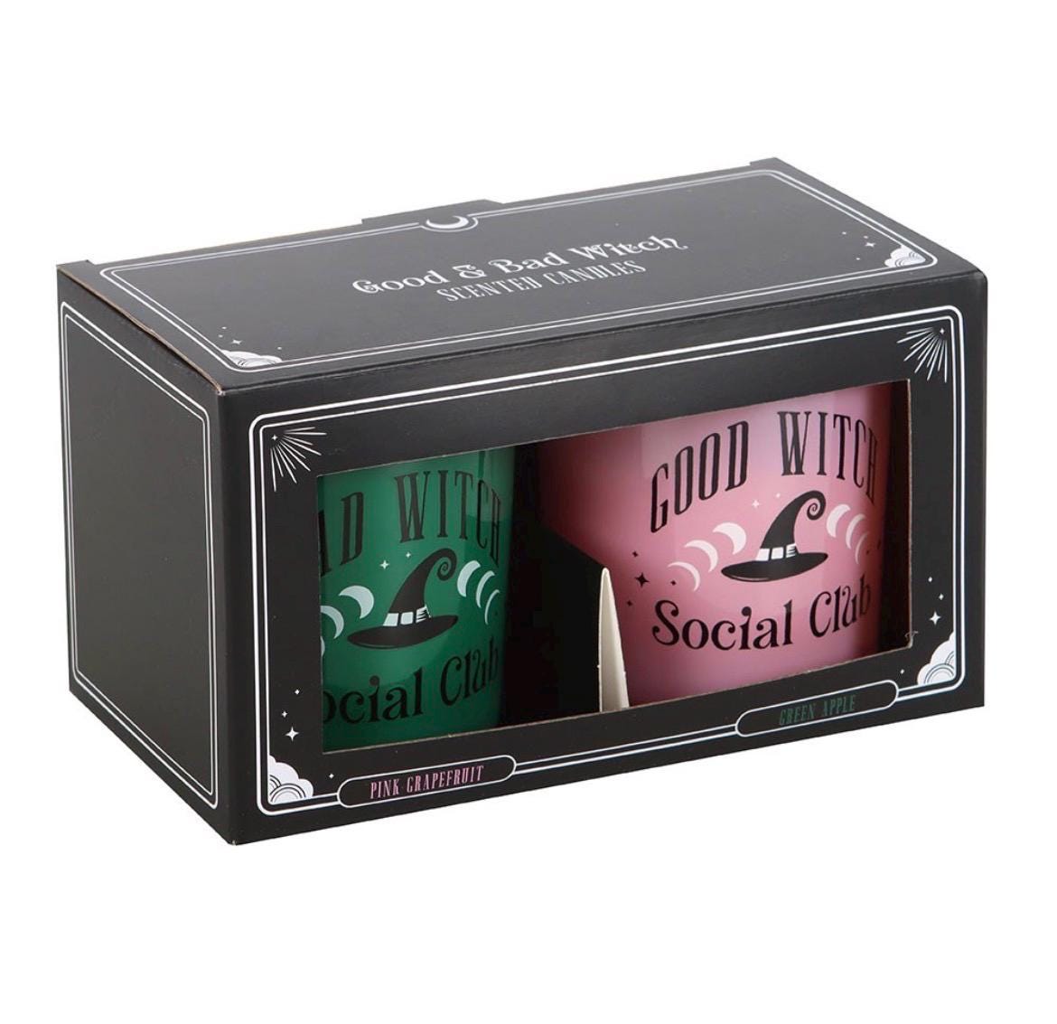 Good Witch & Bad Witch Kerzen | Duftkerzen Set | Pink Grapefruit und Grüner Apfel | Hexen Geschenkset | Wicca Deko
