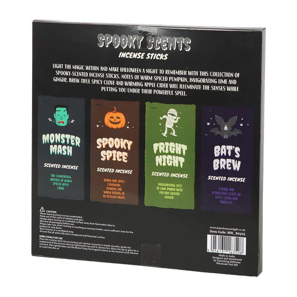 Halloween Räucherstäbchen Set | 4 Duftsorten | Spooky Scents Incense Sticks | Halloween Deko | Geschenkset