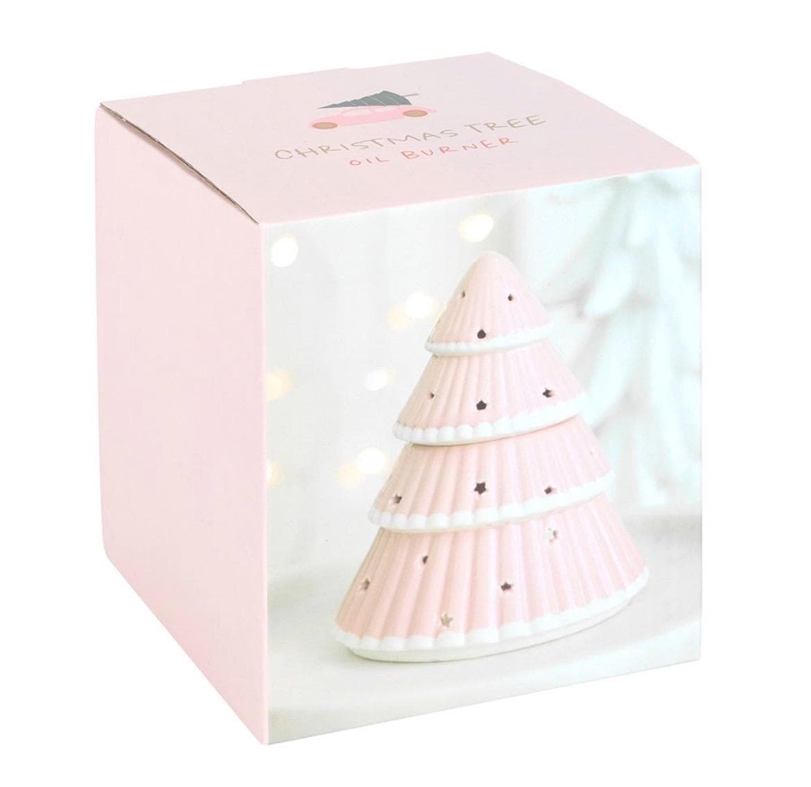 Rosa Weihnachtsbaum Wachsmelt und Ă–lbrenner aus Keramik
