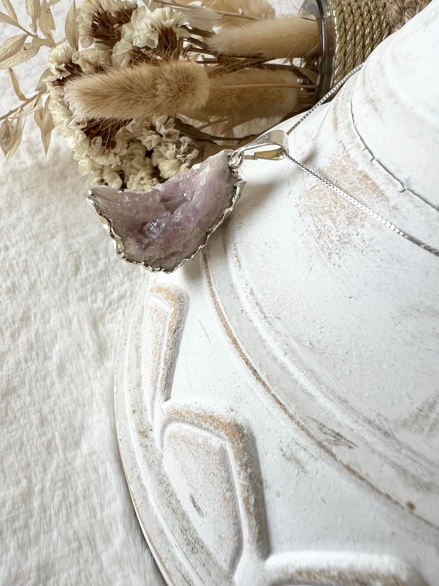Pink Amethyst Anhänger silberfarben galvanisiert