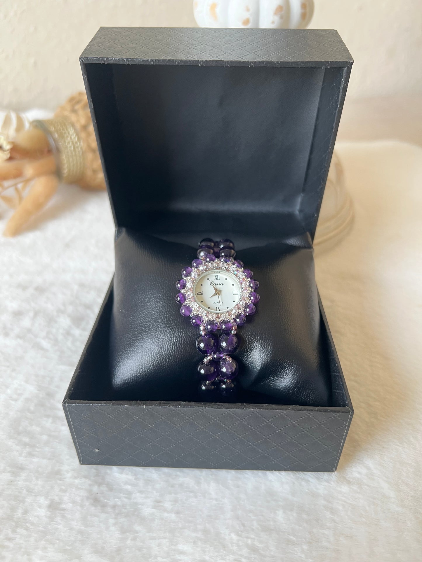 Edelstein Uhren Rosenquarz,Amethyst,Aventurin und Tigerauge