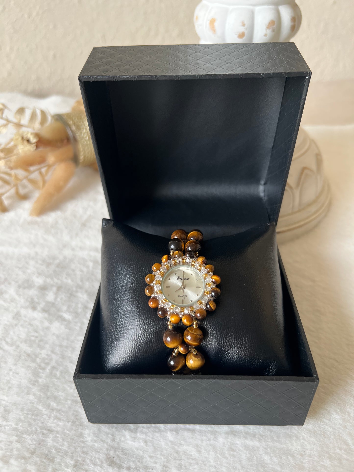 Edelstein Uhren Rosenquarz,Amethyst,Aventurin und Tigerauge