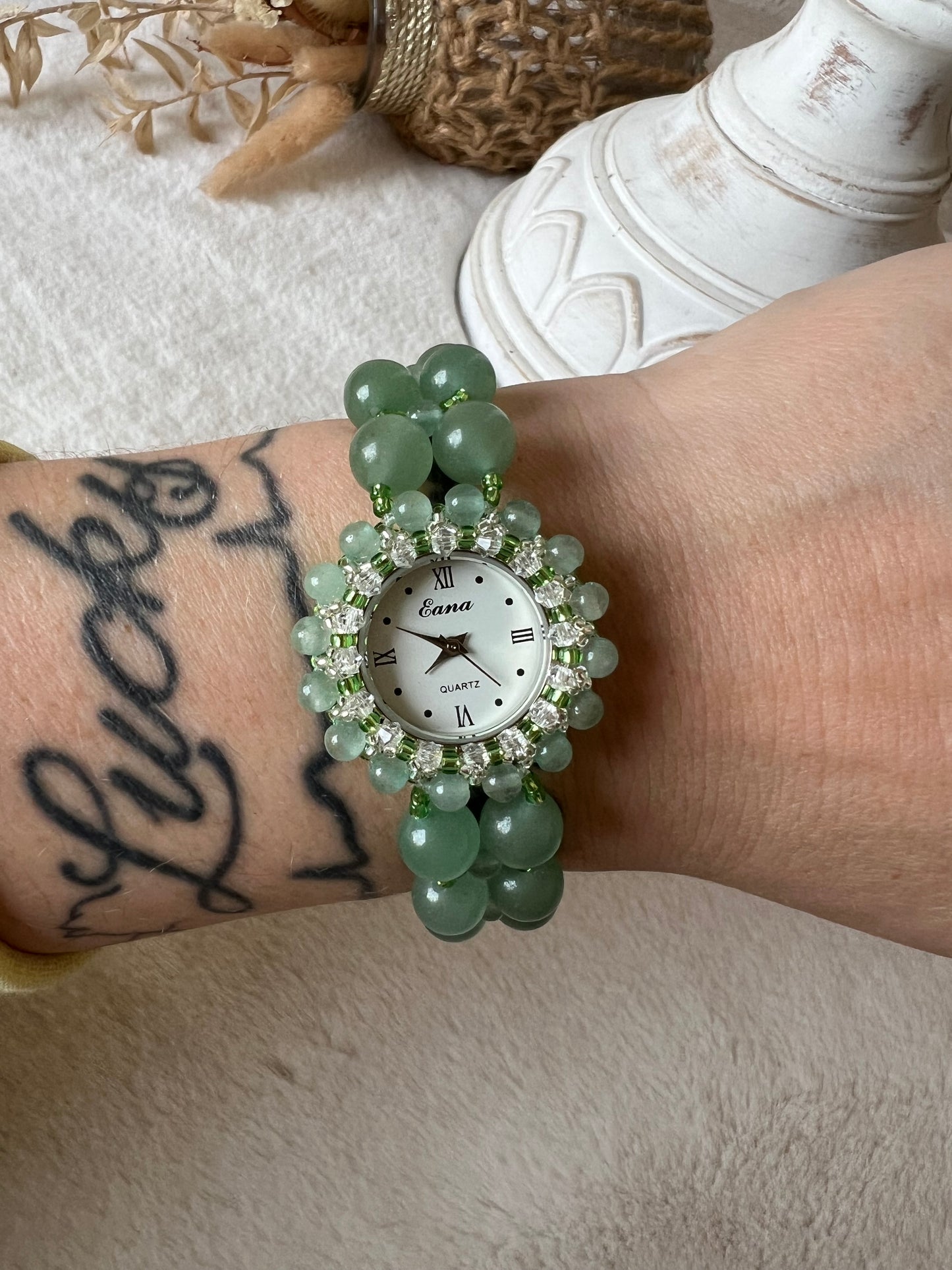 Edelstein Uhren Rosenquarz,Amethyst,Aventurin und Tigerauge