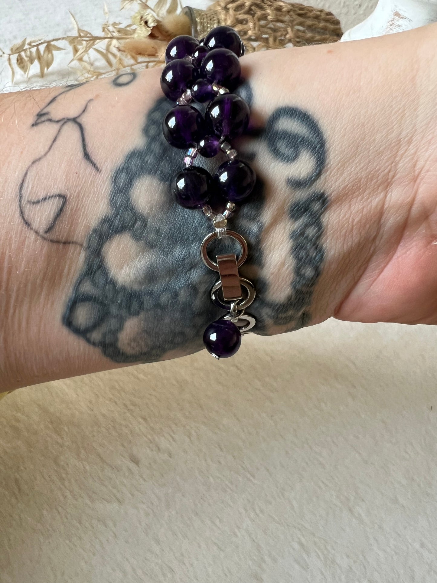 Edelstein Uhren Rosenquarz,Amethyst,Aventurin und Tigerauge