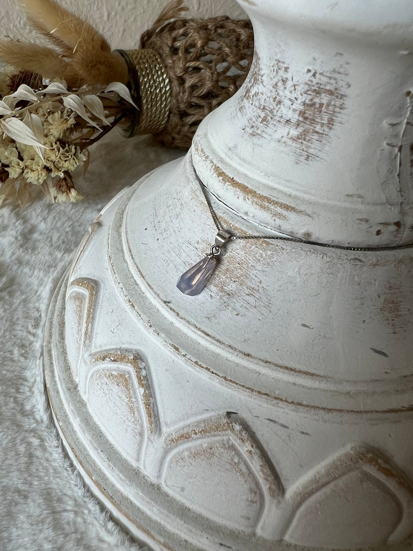 Lavendel Mondquarz Kettennhänger 925 Silber