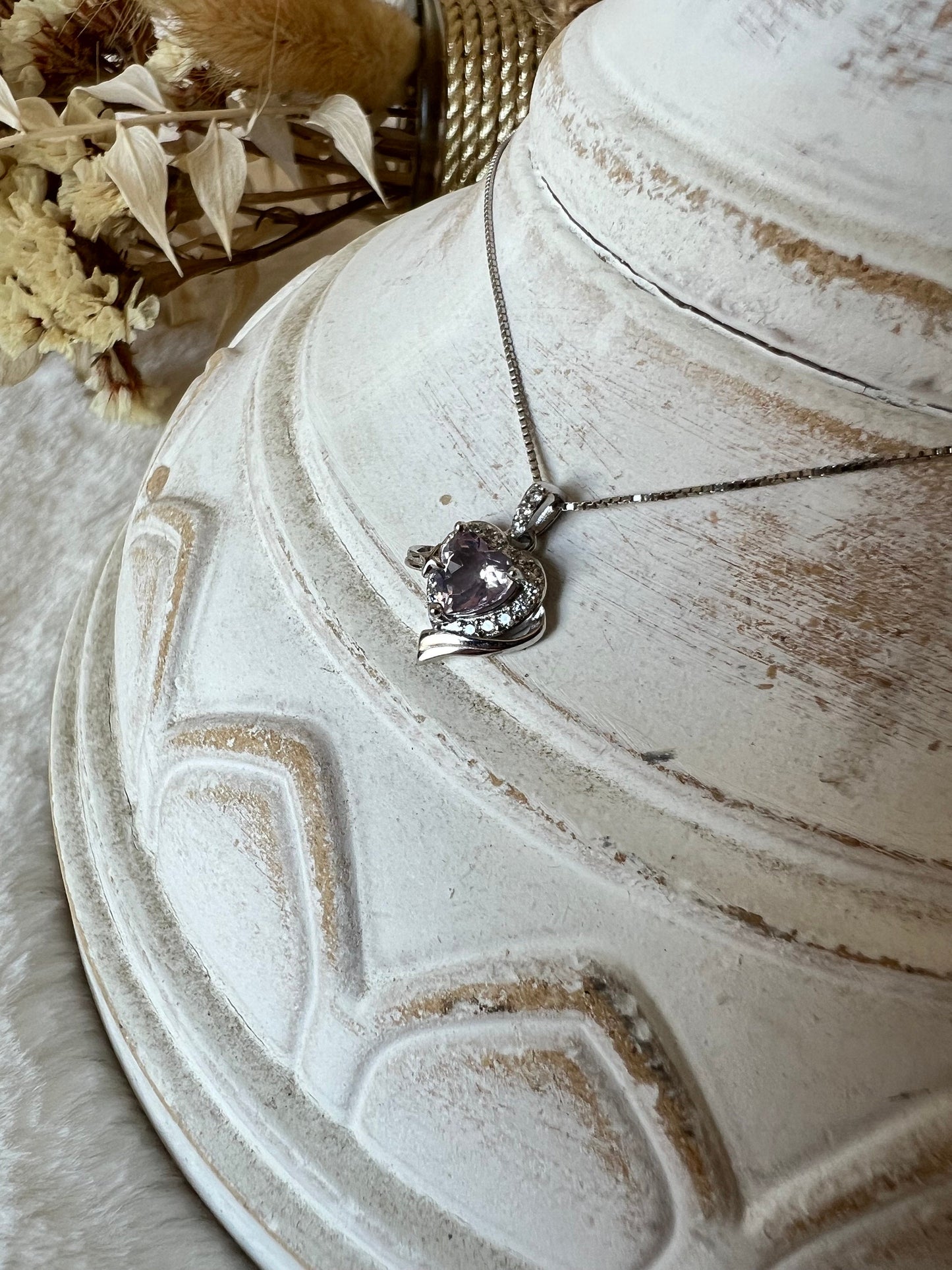 Lavendel Mondquarz Herz Anhänger 925 Silber