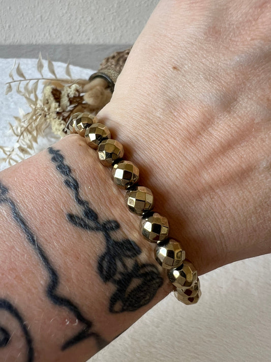 Hämatit vergoldet Armband faccettiert 8mm