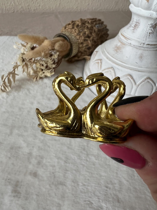 Swan ball holder in black, silver and gold