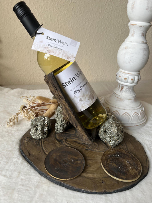 Weinhalter/Flaschenhalter mit Pyrit